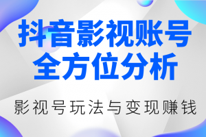 抖音影视账号全方位分析，影视号最新玩法与变现赚钱（视频教程）