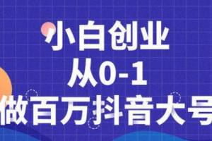 蛋解创业抖音短视频从0到1做百万大号，爆款内容策划，产品千万级别的曝光！