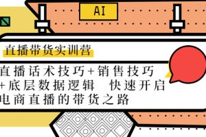 直播带货实训营：话术技巧+销售技巧+底层数据逻辑 快速开启直播带货之路