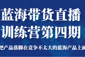 蓝海带货直播训练营第四期，把产品落脚在竞争不太大的蓝海产品上面（价值4980元）