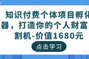 知识付费个体项目孵化器，打造你的个人财富收割机-价值1680元