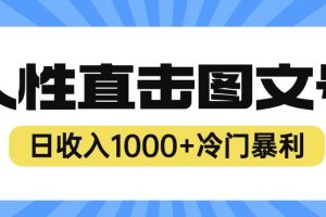 2023最新冷门暴利赚钱项目，人性直击图文号，日收入1000+【揭秘】