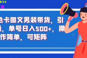 抖音色卡图文男装带货，引爆流量，单号日入500+，操作简单，可矩阵【揭秘】