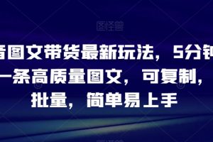 抖音图文带货最新玩法，5分钟产出一条高质量图文，可复制，可批量，简单易上手【揭秘】