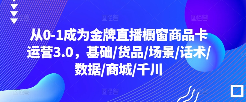 从0-1成为金牌直播橱窗商品卡运营3.0，基础/货品/场景/话术/数据/商城/千川