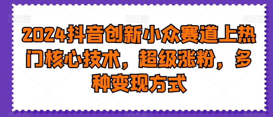 2024抖音创新小众赛道上热门核心技术，超级涨粉，多种变现方式【揭秘】