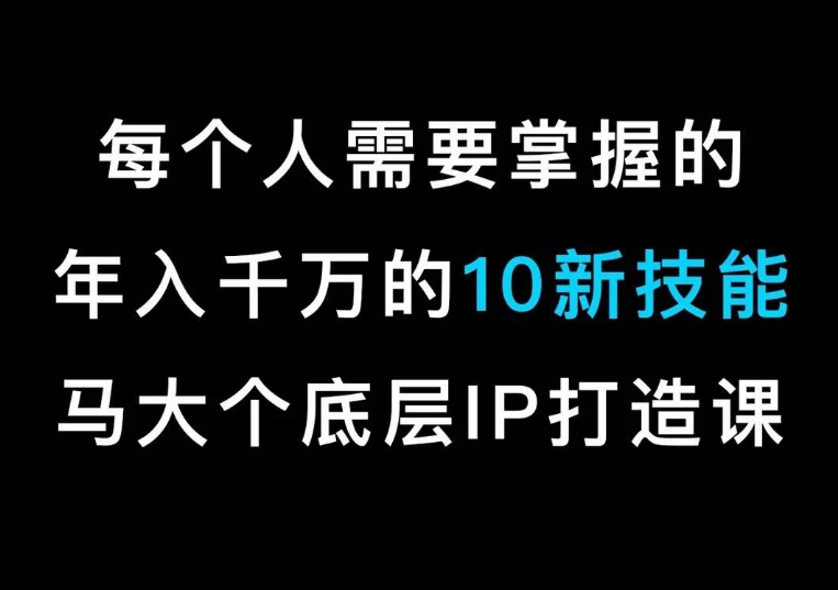 马大个的IP底层逻辑课，​每个人需要掌握的年入千万的10新技能，约会底层IP打造方法！