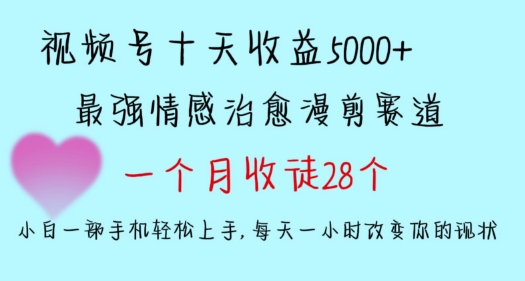 十天收益5000+，多平台捞金，视频号情感治愈漫剪，一个月收徒28个，小白一部手机轻松上手【揭秘】