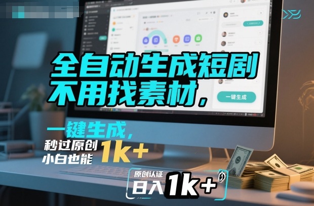 全自动生成短剧,不用找素材,不用剪辑,一键生成,秒过原创,小白也能轻松日入1k+【揭秘】插图 全自动生成短剧,不用找素材,不用剪辑,一键生成,秒过原创,小白也能轻松日入1k+【揭秘】