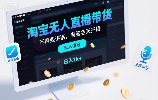 淘宝无人直播带货,不需要出镜,不需要讲话,电脑全天开播,轻松上手,日入1k+【揭秘】插图 淘宝无人直播带货,不需要出镜,不需要讲话,电脑全天开播,轻松上手,日入1k+【揭秘】
