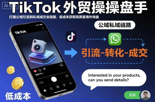 TikTok外贸操盘手,打通公域引流到私域成交全链路,低成本获取高质量海外询盘插图 TikTok外贸操盘手,打通公域引流到私域成交全链路,低成本获取高质量海外询盘