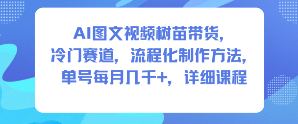 AI图文视频树苗带货,冷门赛道,流程化制作方法,单号每月几K,详细课程插图 AI图文视频树苗带货,冷门赛道,流程化制作方法,单号每月几K,详细课程