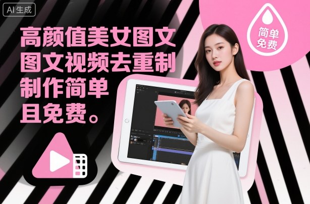 高颜值美女图文视频去重制作教学,制作简单且免费插图 高颜值美女图文视频去重制作教学,制作简单且免费