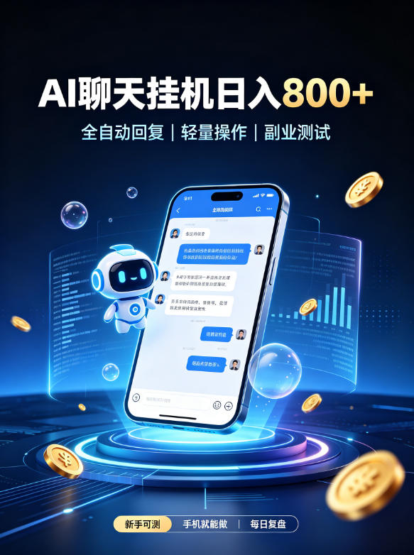 AI聊天挂G项目，日入800，全自动操作，适用个人副业，支持工作室矩阵操作【揭秘】