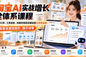 【无水印】淘宝AI实战增长全体系课程，从AI认知、工具选型、技能封装到店铺运营全场景实操，配套全套技能包、提示词等