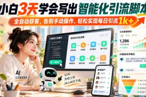小白3天学会写出智能化引流脚本，全自动获客，告别手动操作，轻松实现每日引流1k+