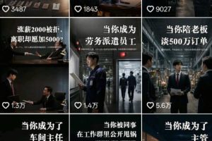 抖音16W粉丝博主规则门禁的AI职场认知动画教学，从赛道定位、账号包装，到文案创作、配音定制、AI成片，解锁抖音精选收益