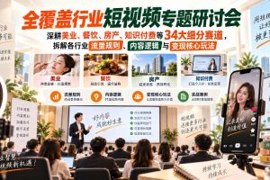短视频专题研讨会，深耕美业、餐饮、房产、知识付费等34大细分赛道，拆解各行业流量规则、内容逻辑与变现核心玩法（更新1011）